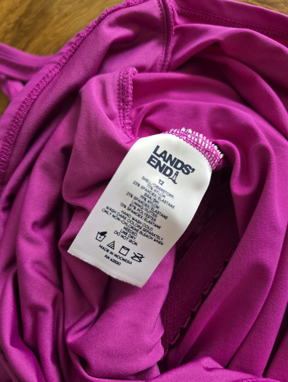 Lands' End Women's Twist Front Tankini Bright Magenta Swim Top Size 12 - Picture 3 of 5